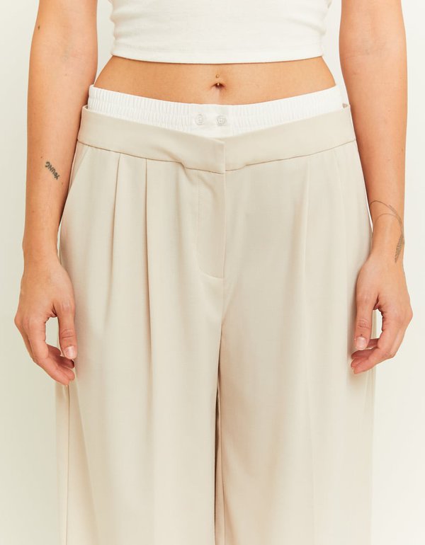 Double Waist Wide Leg Trousers | Off White