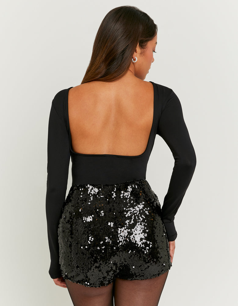 Open Back Bodysuits | Black