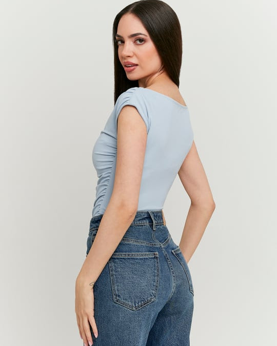 Bodysuit with Boat Neckline | Blue