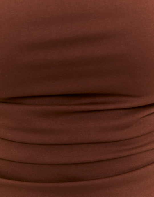 Bodysuit with Boat Neckline | Brown