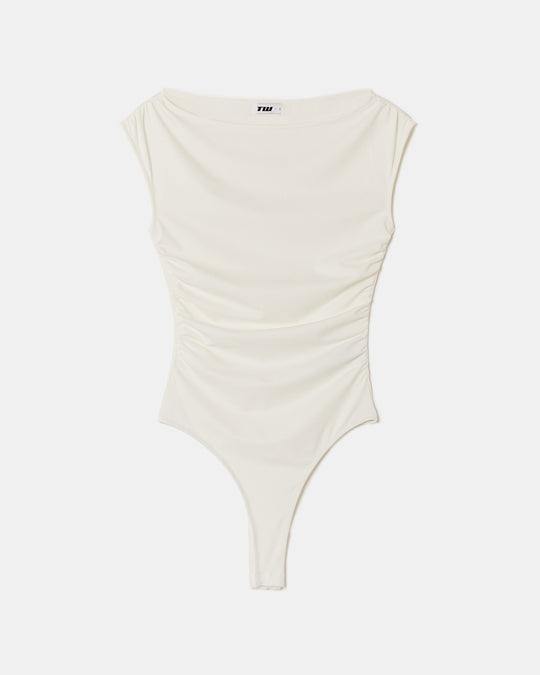 Bodysuit with Boat Neckline | Off White
