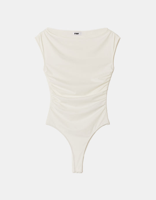 Bodysuit with Boat Neckline | Off White