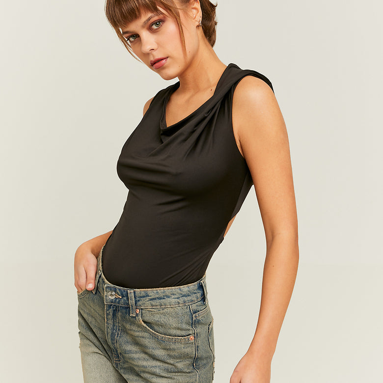 Hooded Bodysuit with Fancy Detail | Black