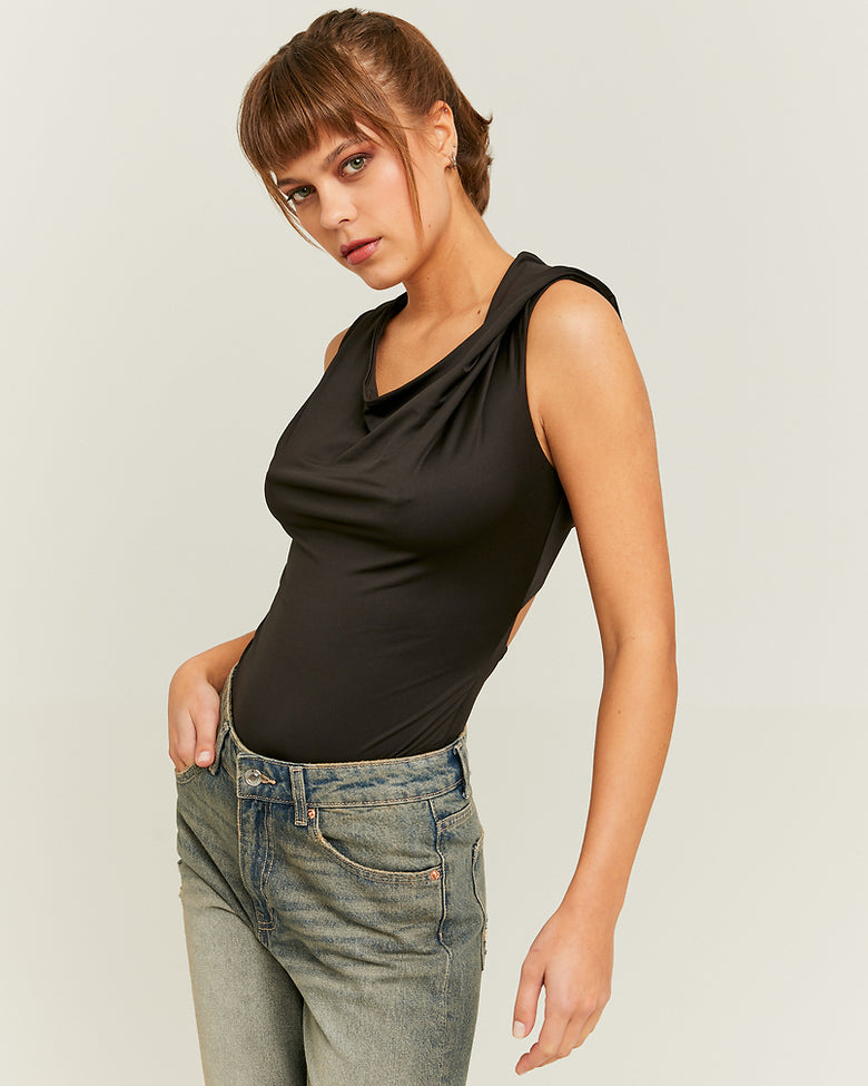 Hooded Bodysuit with Fancy Detail | Black