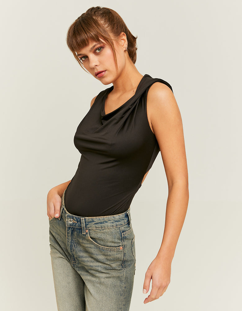 Hooded Bodysuit with Fancy Detail | Black