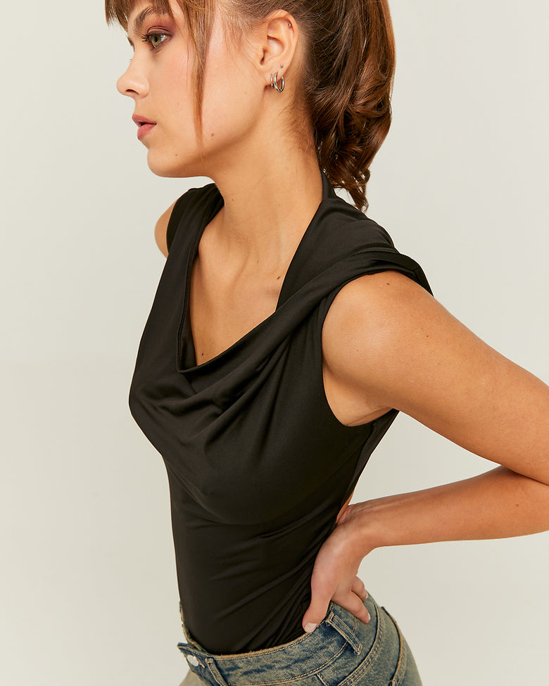 Hooded Bodysuit with Fancy Detail | Black