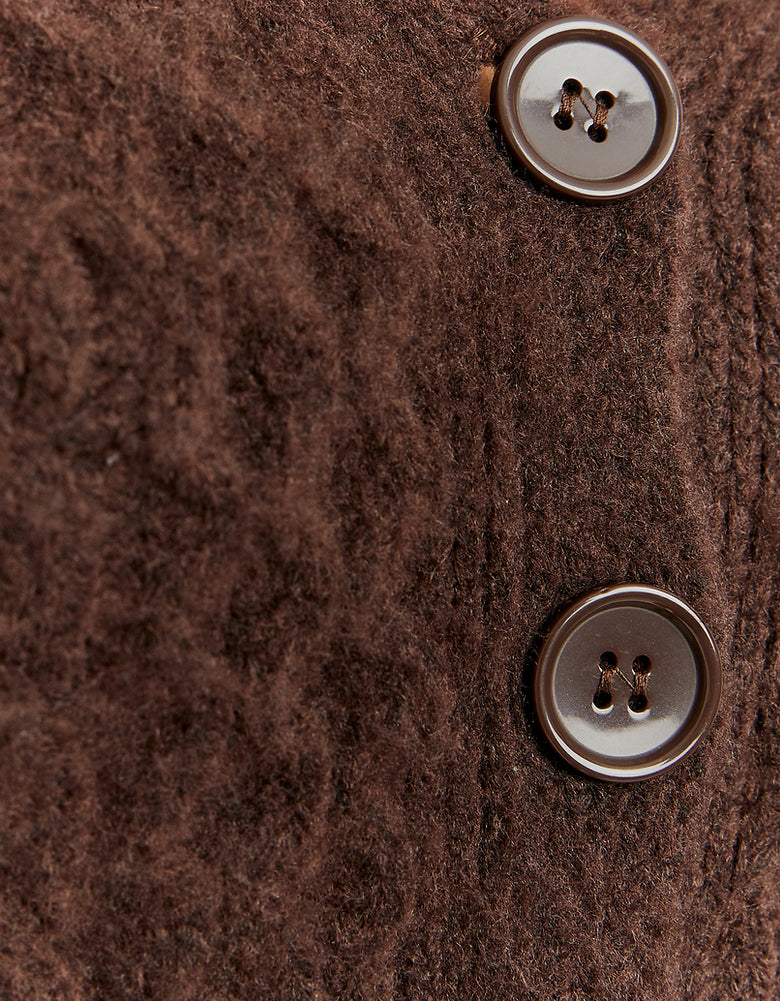 Cable Knit Cropped Cardigan | Brown