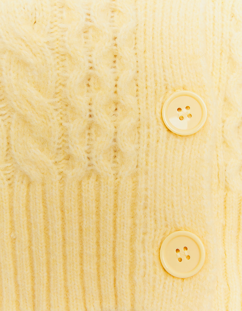 Cable Knit Cropped Cardigan | Mustard