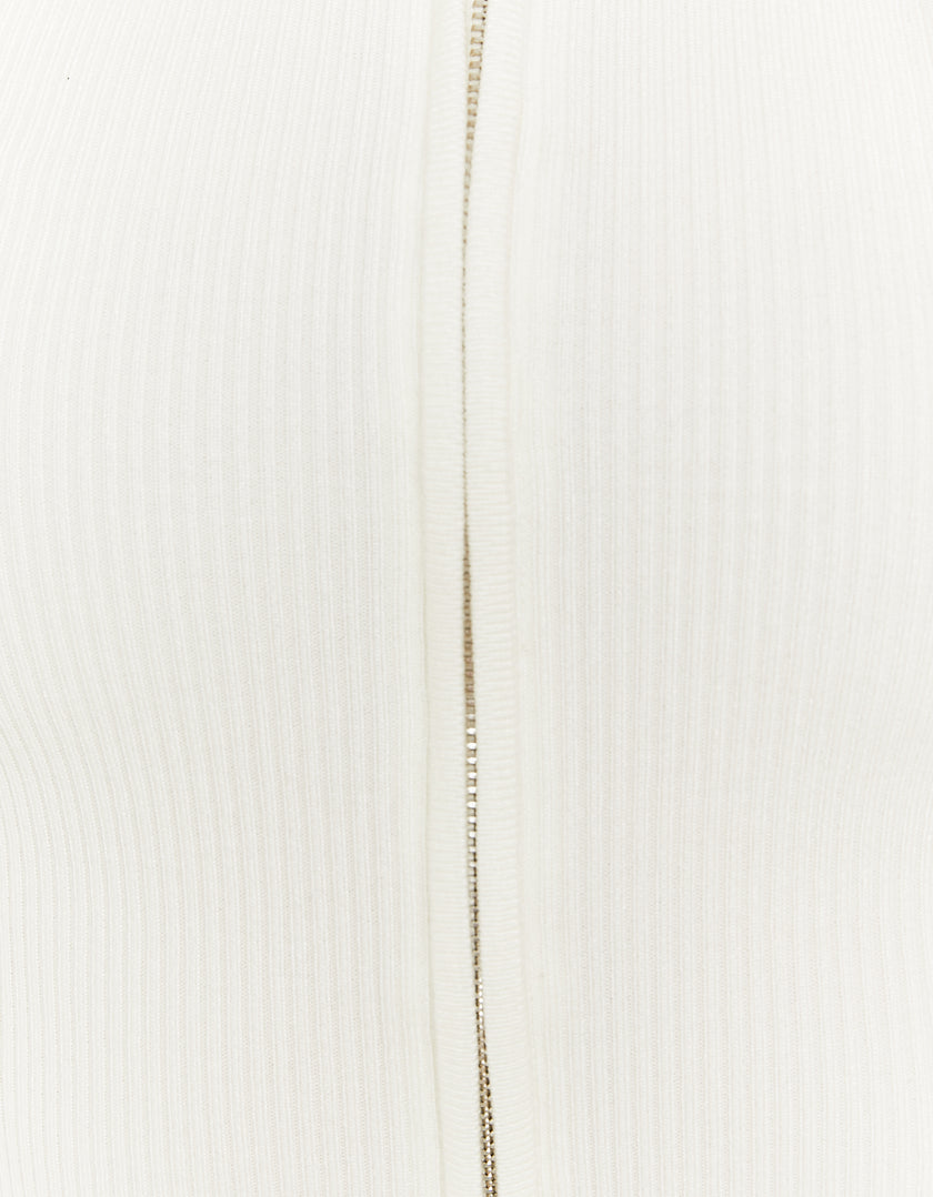 Knit Cardigan with Polo Collar | Off White