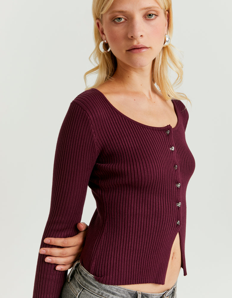Knitted Cardigan | Bordeau