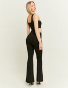 Black Jumpsuit with Cut Outs and Strass | Black
