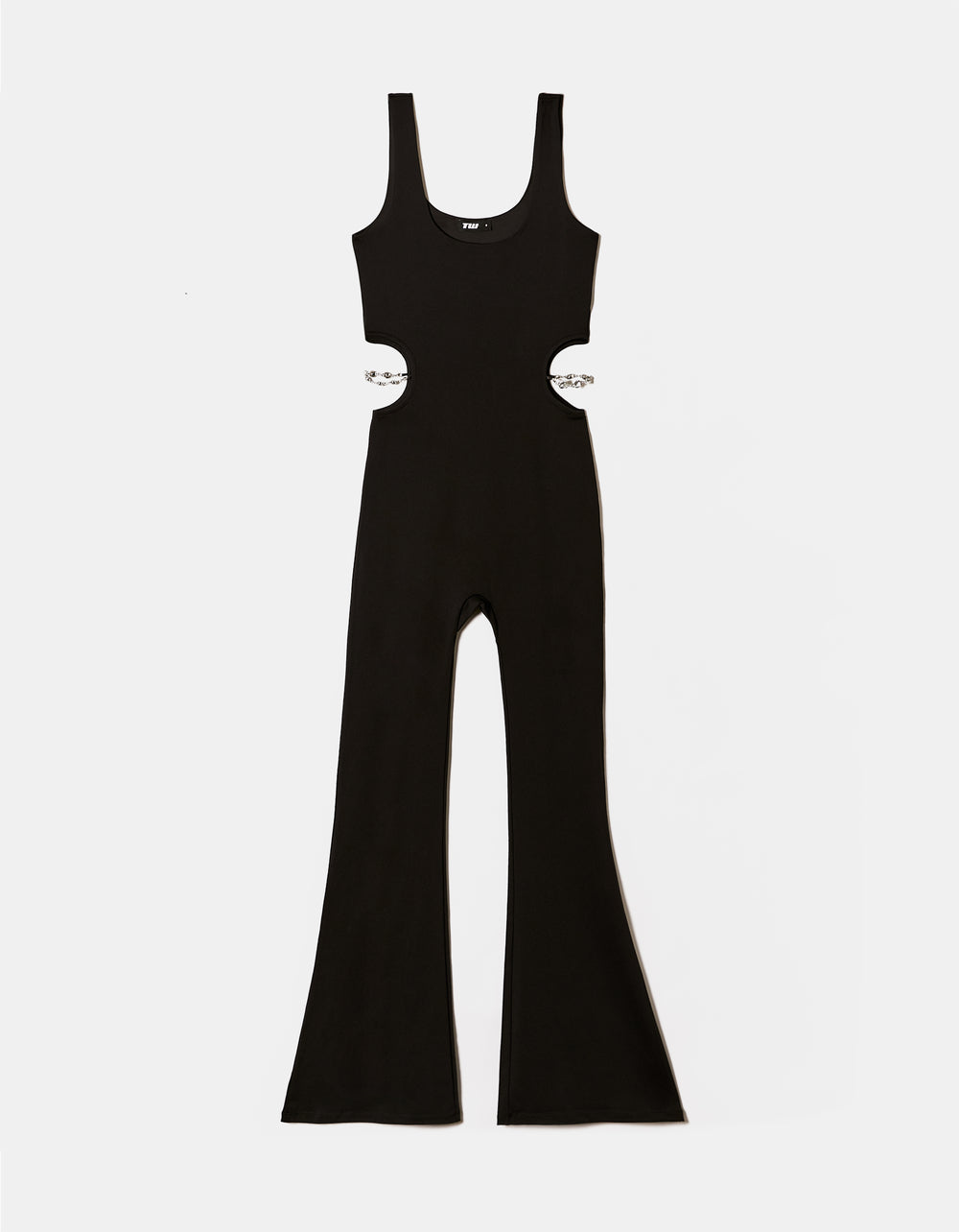 Black Jumpsuit with Cut Outs and Strass | Black