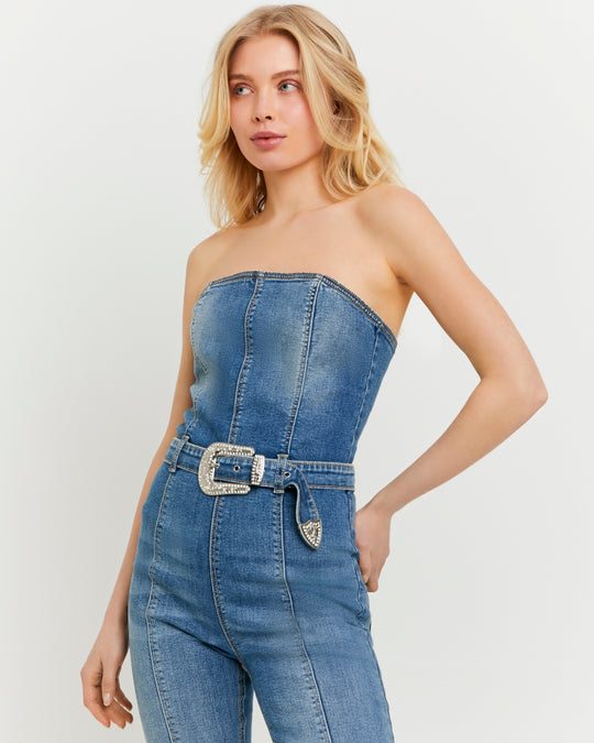 Strapless Jumpsuit | Blue Wash