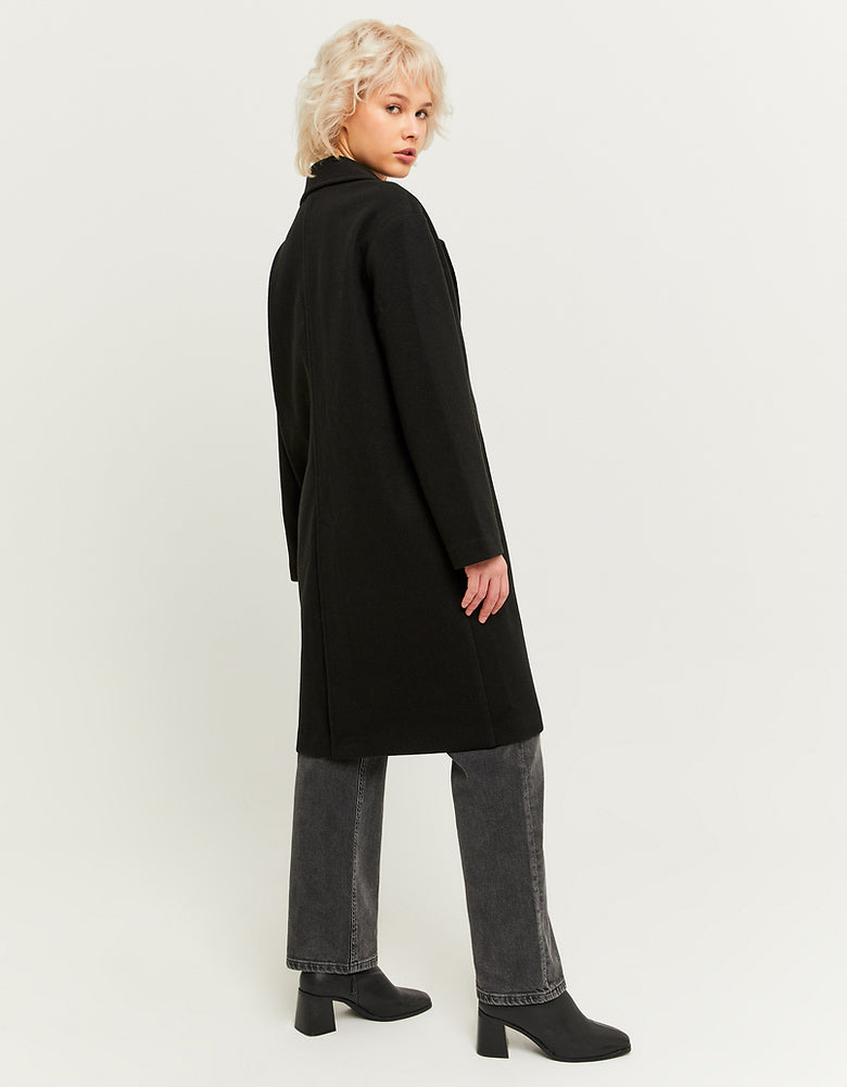 Faux Wool Basic Long Coat | Black