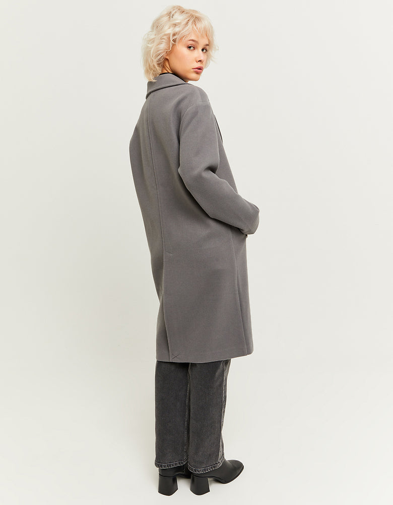 Faux Wool Basic Long Coat | Grey