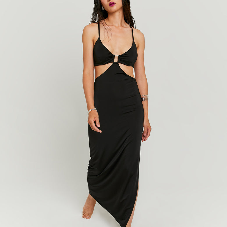 Long Dress with buckle | Black