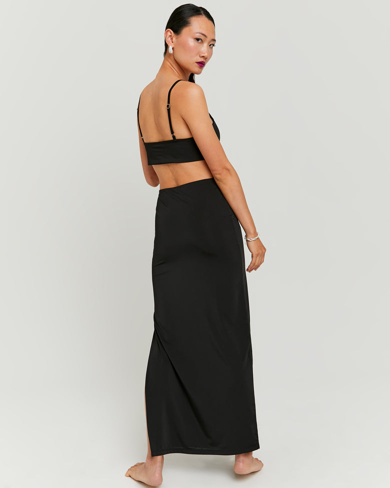 Long Dress with buckle | Black