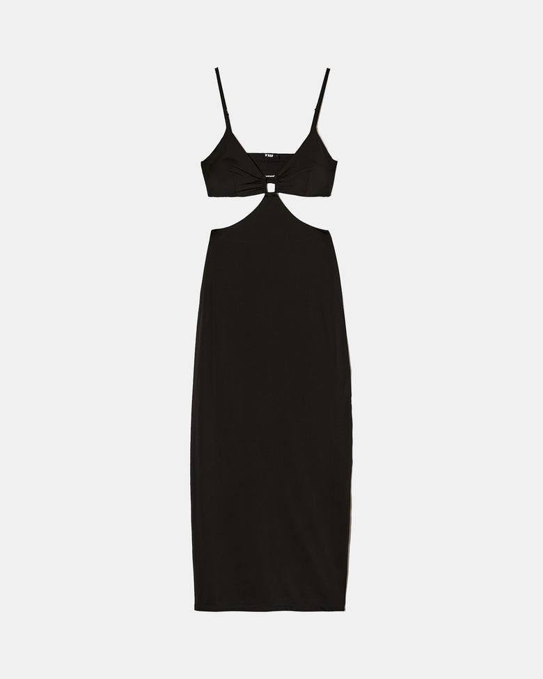 Long Dress with buckle | Black