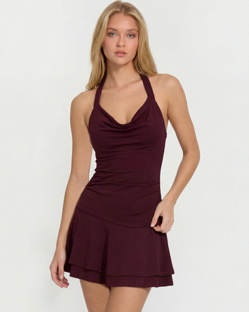 Backless Mini Dress | Burgundy