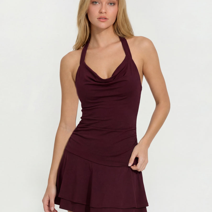 Backless Mini Dress | Burgundy