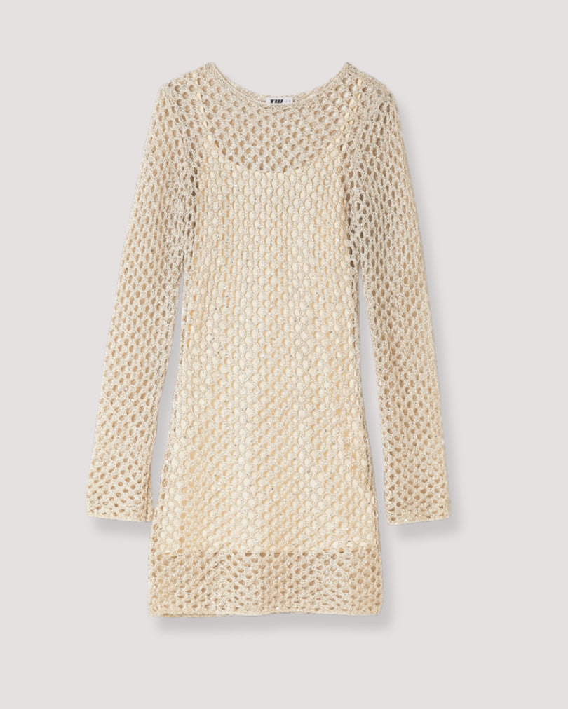 Crochet Midi Dress | Beige
