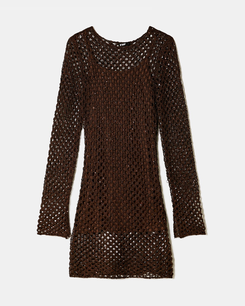 Crochet Midi Dress | Brown