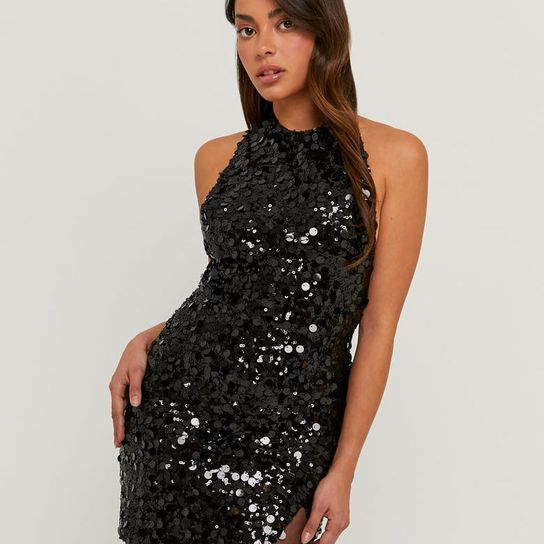 Mini Dress in Sequin | Black