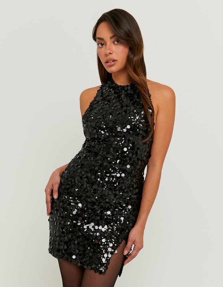 Mini Dress in Sequin | Black