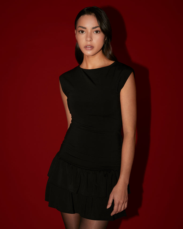 Dress with Ruffles | Black