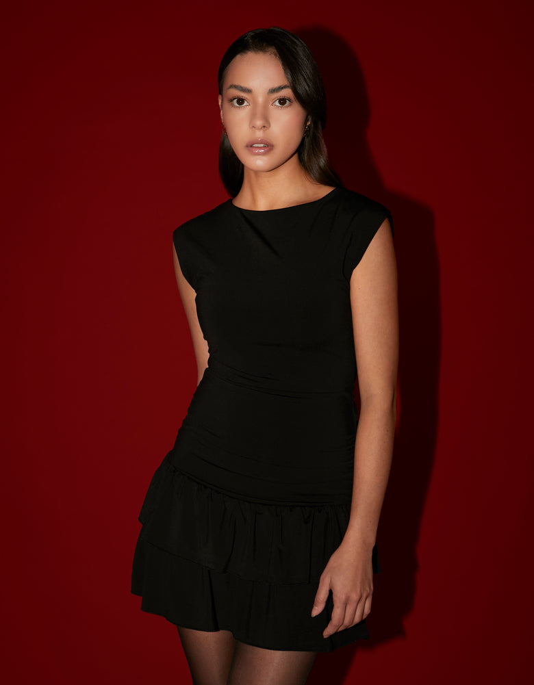 Dress with Ruffles | Black