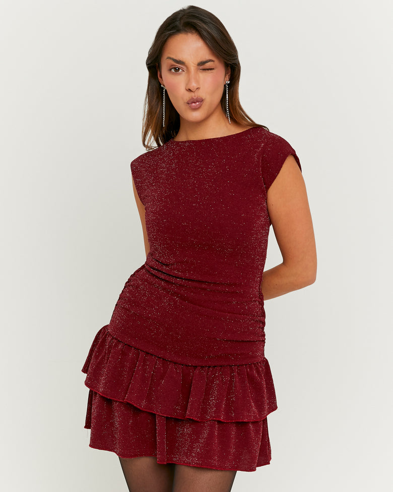 Dress with Ruffles | Bordeau