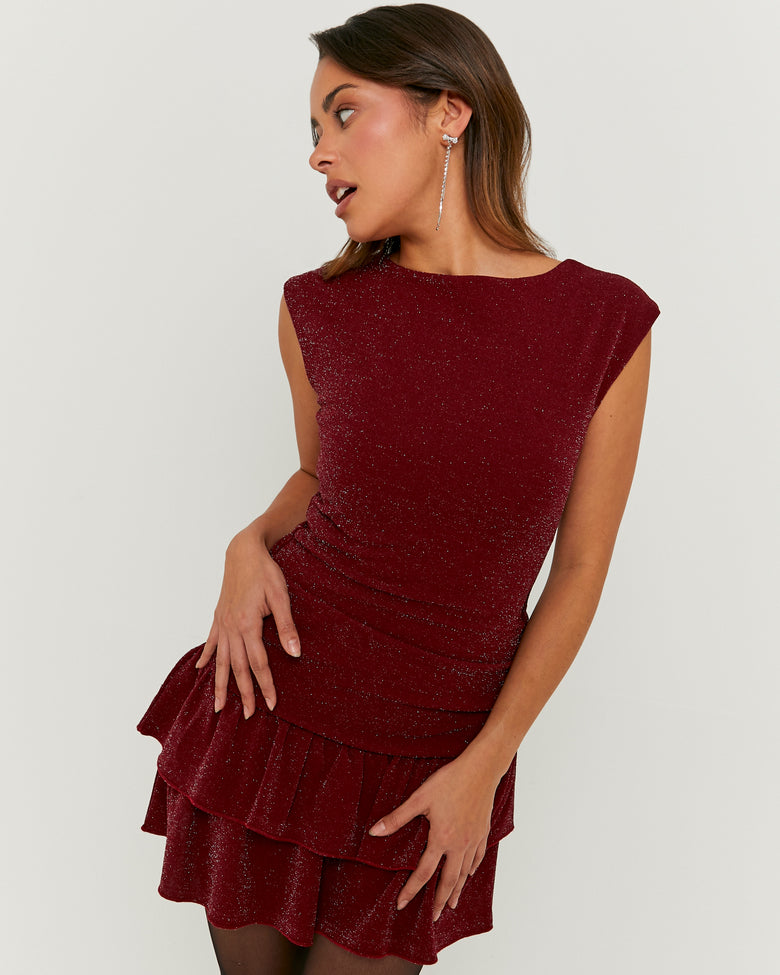 Dress with Ruffles | Bordeau