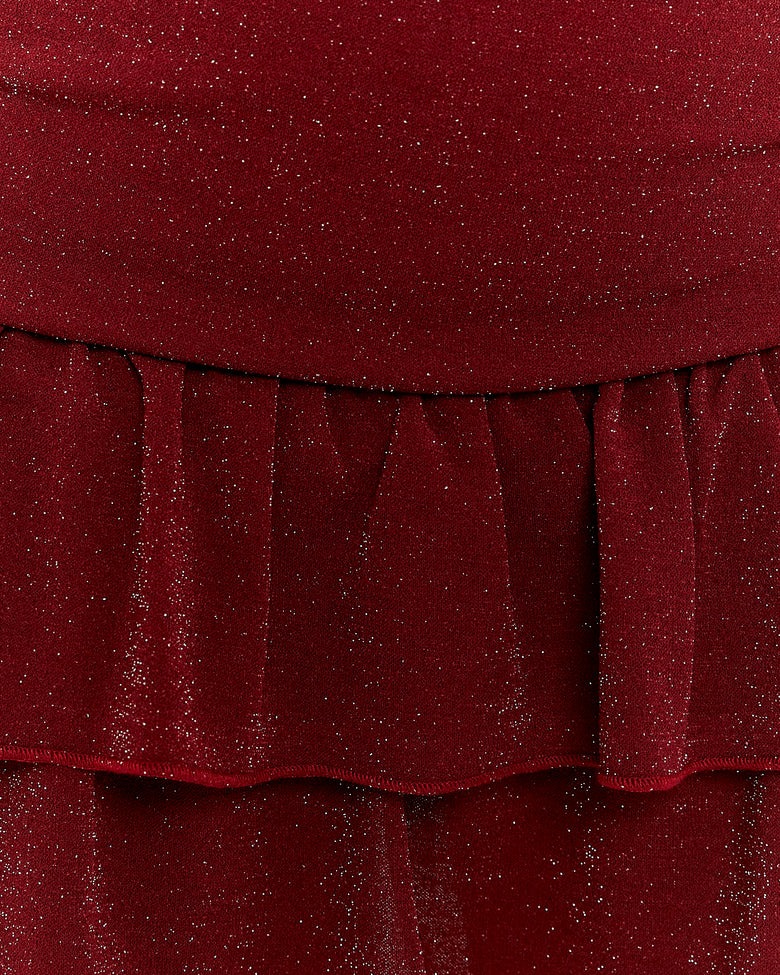 Dress with Ruffles | Bordeau