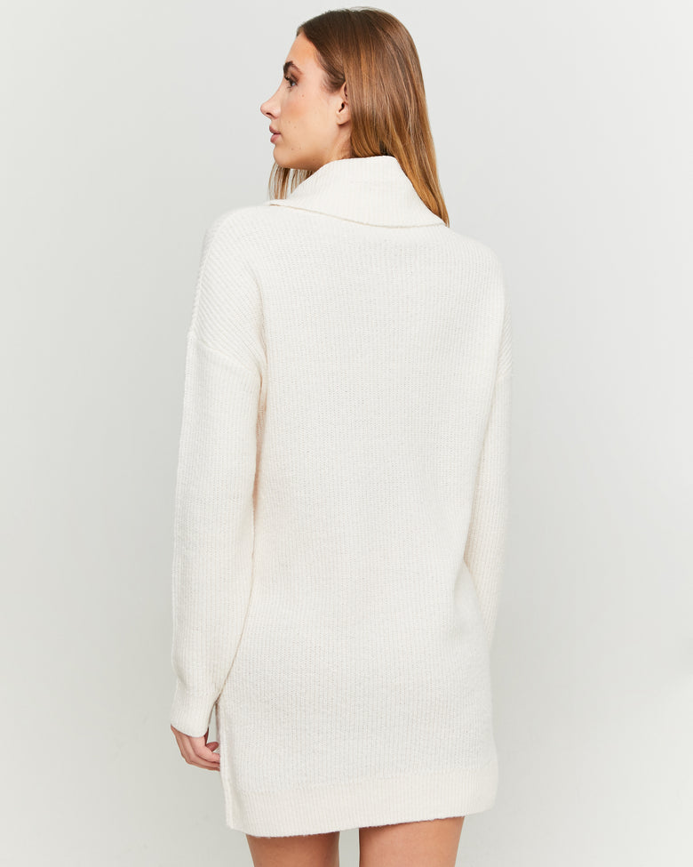 Dress with Loose Turtle Neck | Cream