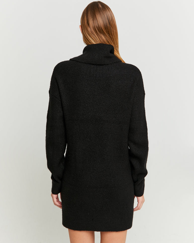 Dress with Loose Turtle Neck | Black