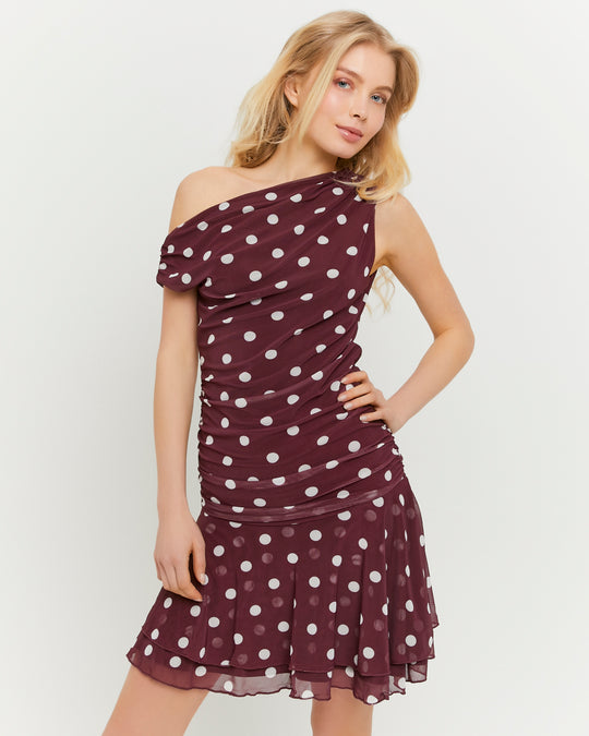 Short Dress | Off White-Bordeau