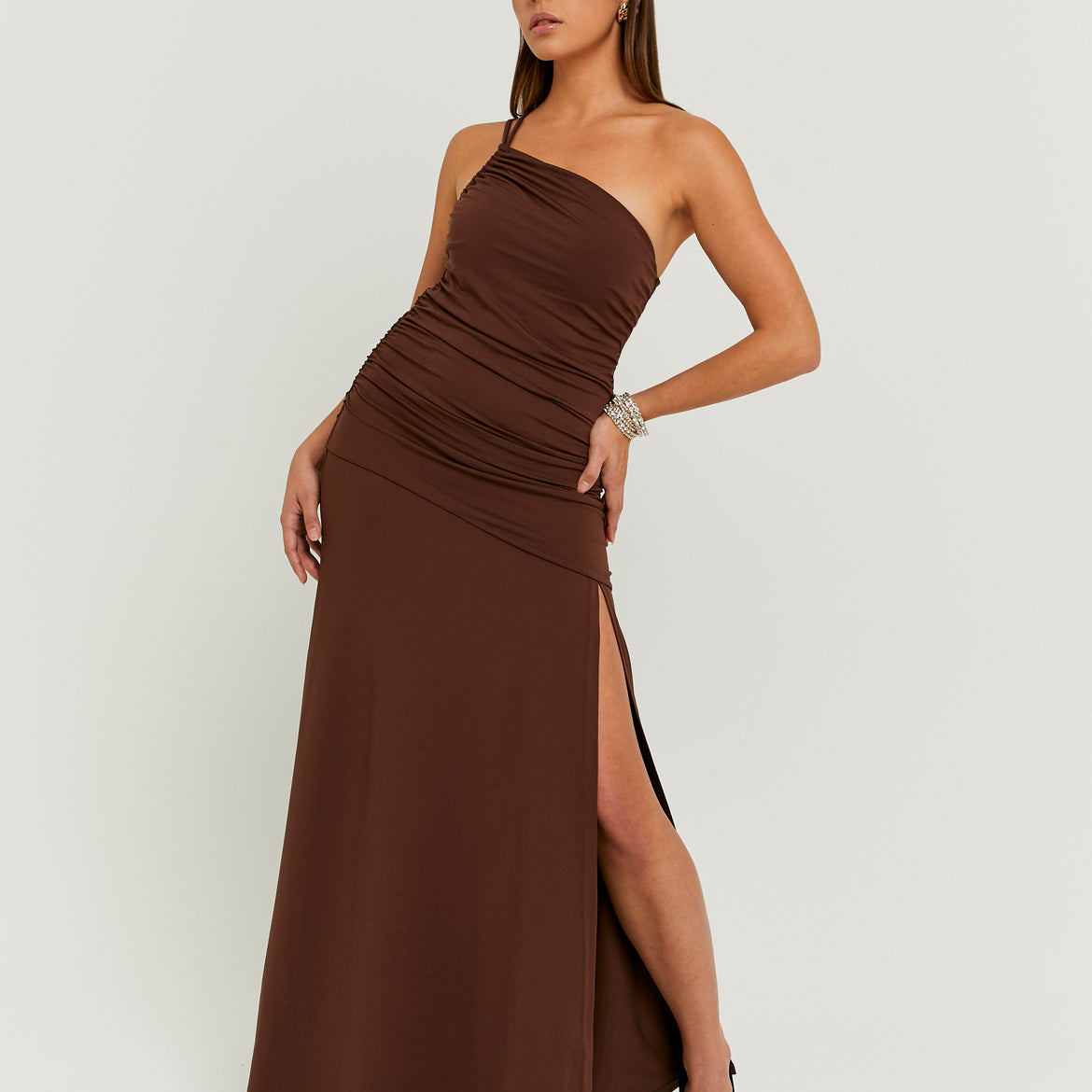 Brown Draped Dress | Brown