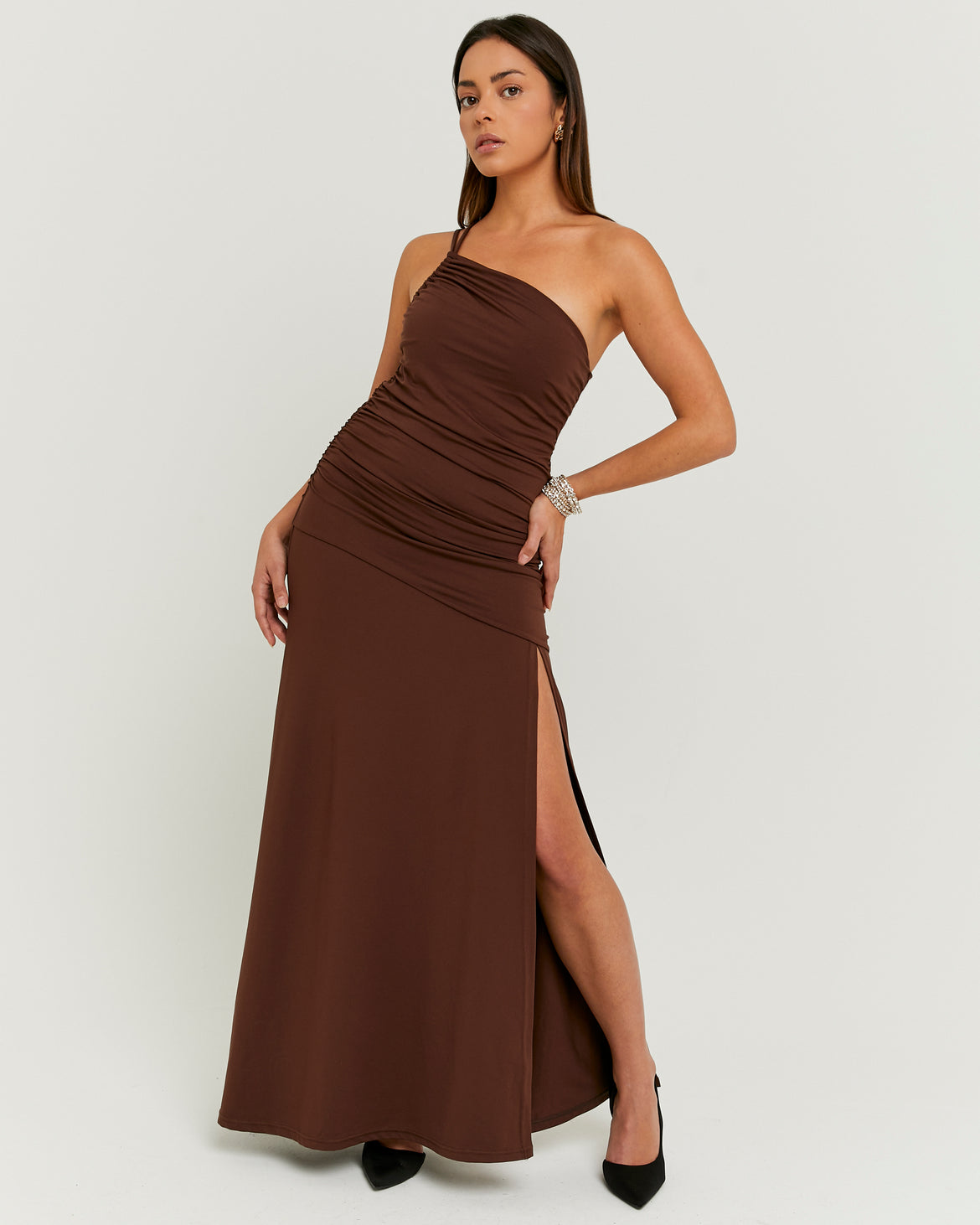 Brown Draped Dress | Brown