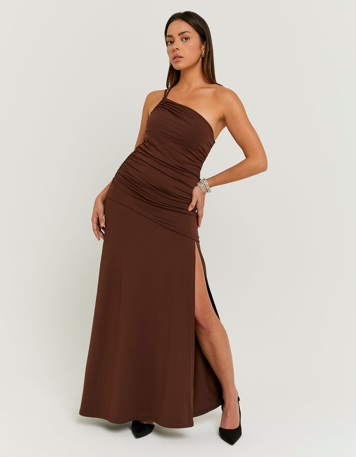 Brown Draped Dress | Brown