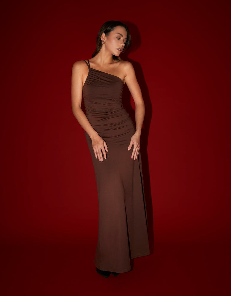 Brown Draped Dress | Brown