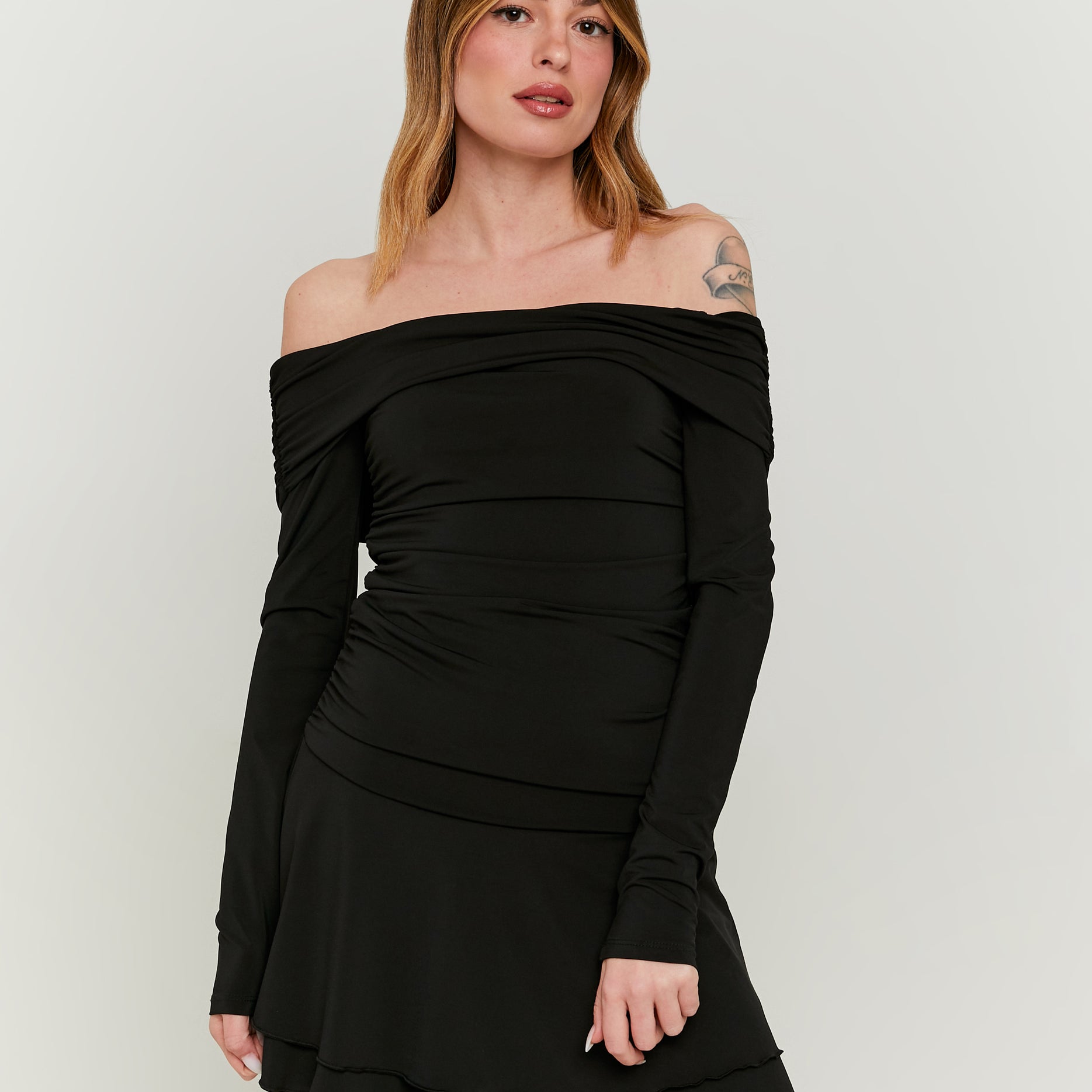 Off Shoulder Mini Dress | Black