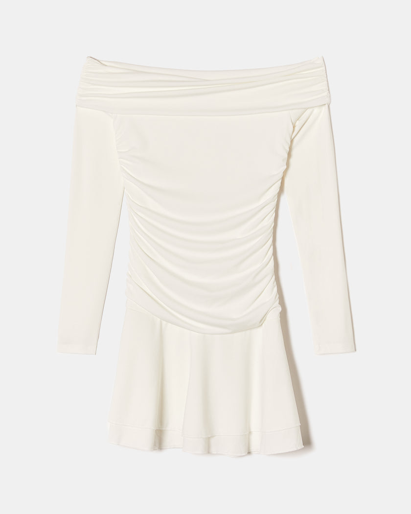 Off Shoulder Mini Dress | Off White