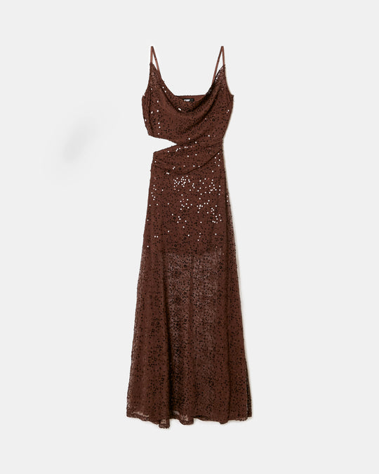 Sequined Maxi Dress | Brown