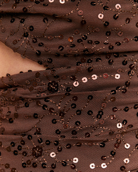 Sequined Maxi Dress | Brown