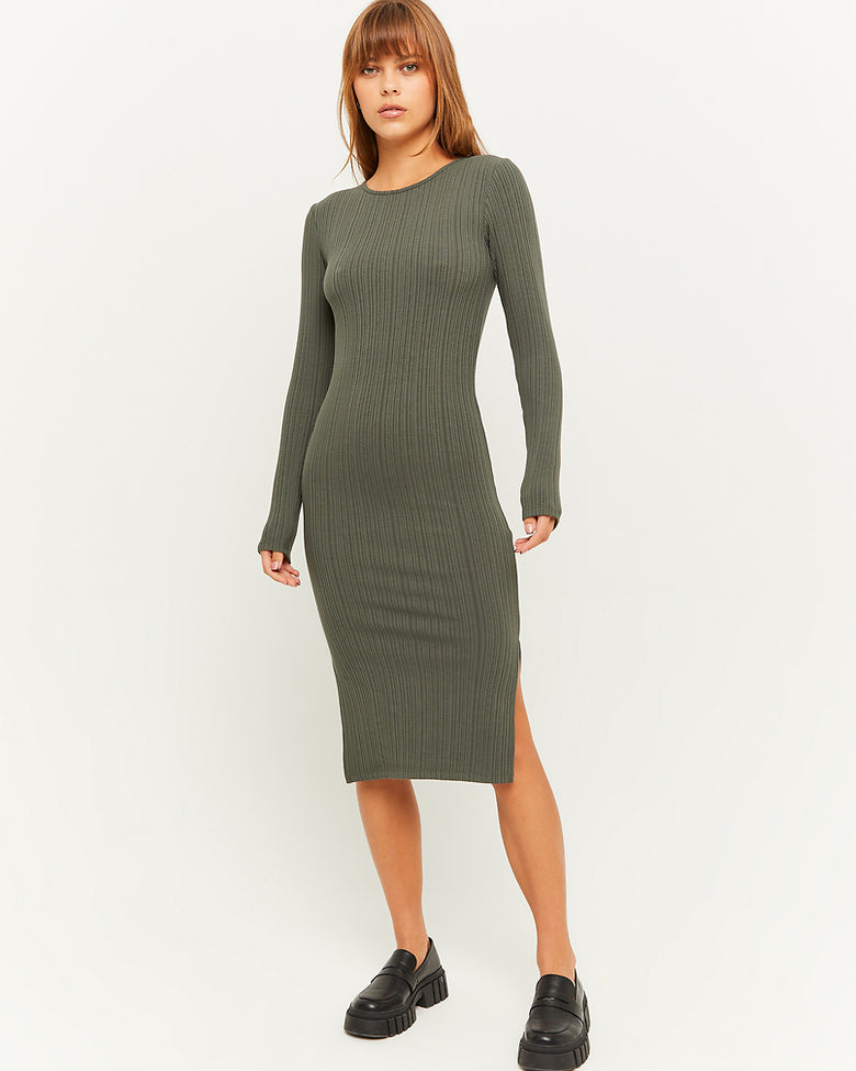 Fitted Midi Dress | kaki