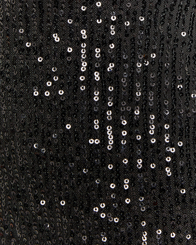 Sequins Midi Dress with Slit | Black Sequins