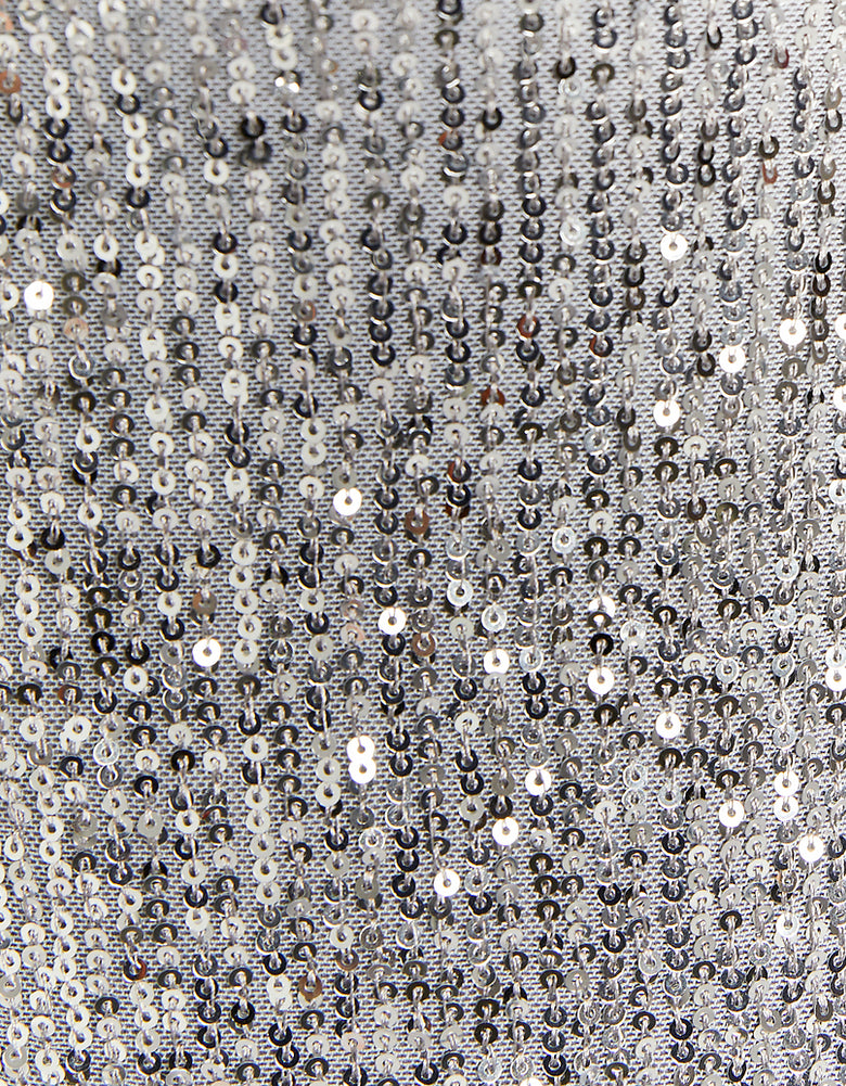 Sequins Midi Dress with Slit | Silver Sequins