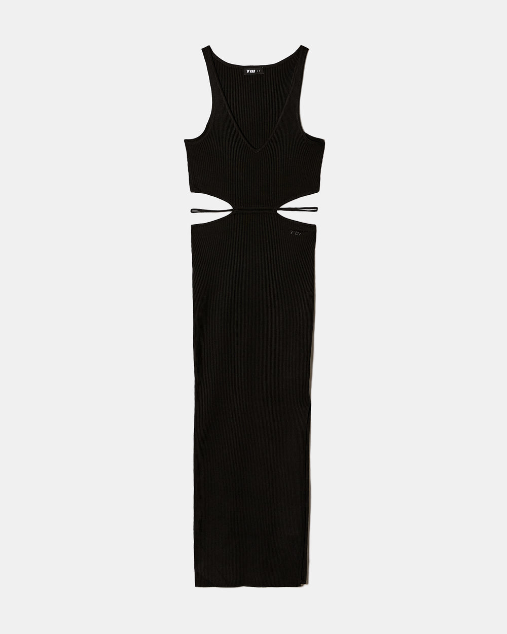 Knitted Dress with Lace Up | Black