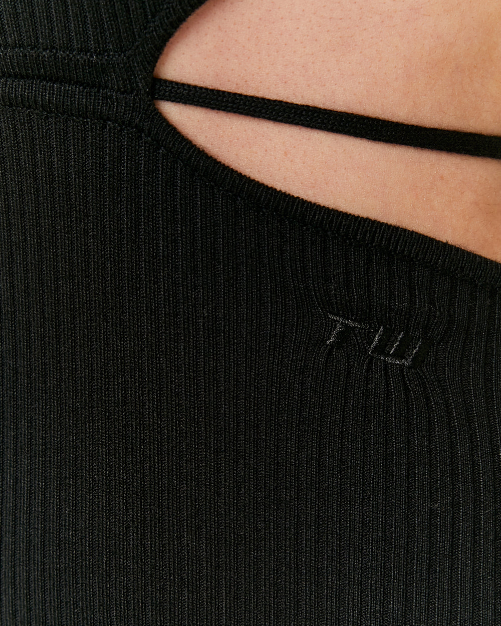 Knitted Dress with Lace Up | Black