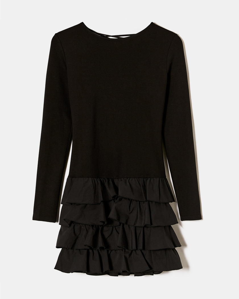 Mini Dress with Ruffles | Black